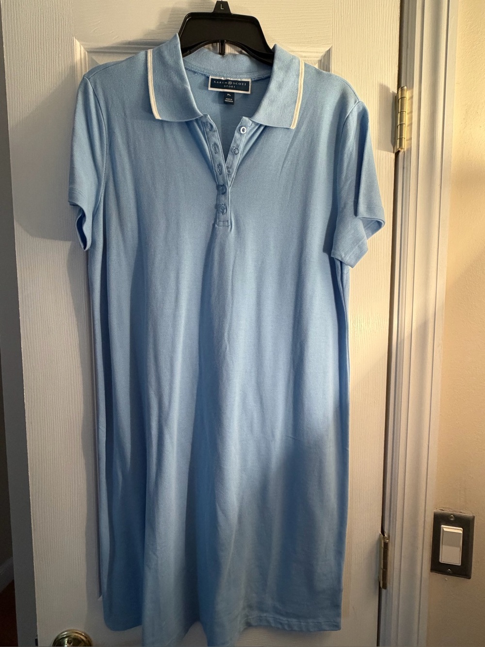 Karen Scott Sky Blue Polo Midi Dress
